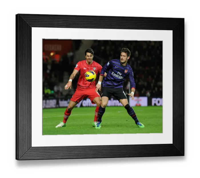 Framed Print : Clash at St. Mary's: Giroud vs. Fonte in Southampton v Arsenal, Premier League 2012-13 Framed Print : Clash at St. Mary's: Giroud vs. Fonte in Southampton v Arsenal, Premier League 2012-13