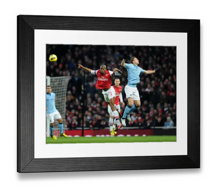 Framed Print : Abou Diaby (Arsenal) Edin Dzeko (Man City). Arsenal 0: 2 Manchester City. Barclays Premier League