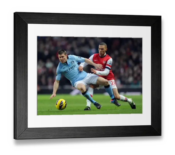 Framed Print : Clash of Titans: Kieran Gibbs vs. James Milner - Arsenal vs. Manchester City, Premier League, 2012-13