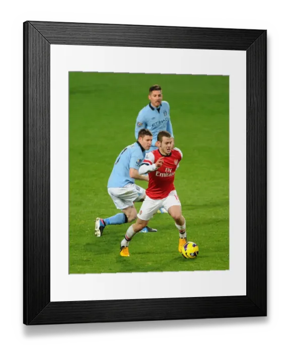 Framed Print : Jack Wilshere vs. Javi Garcia and Gareth Barry: Battle in Midfield - Arsenal v Manchester City, Premier League 2012-13