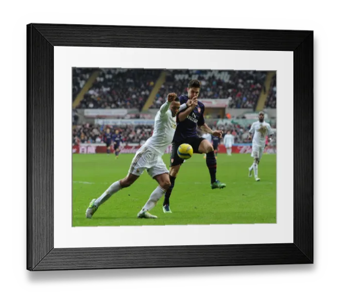 Framed Print : Clash at the Liberty: Olivier Giroud vs. Kyle Bartley - FA Cup 3rd Round Showdown