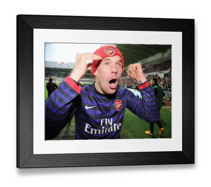 Framed Print : Lukas Podolski Celebrates Kieran Gibbs's FA Cup Goal: Swansea vs. Arsenal (2012-13)