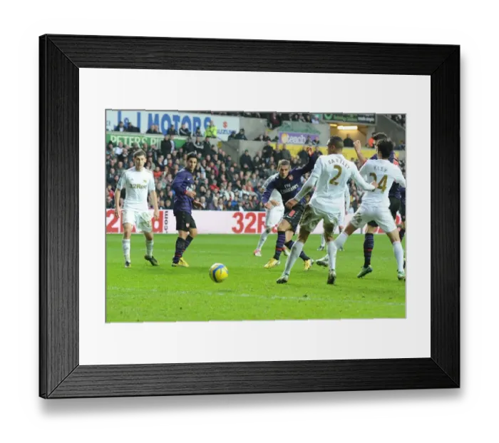Framed Print : Lukas Podolski Scores First Goal: Swansea City vs. Arsenal - FA Cup 3rd Round, 2012-13