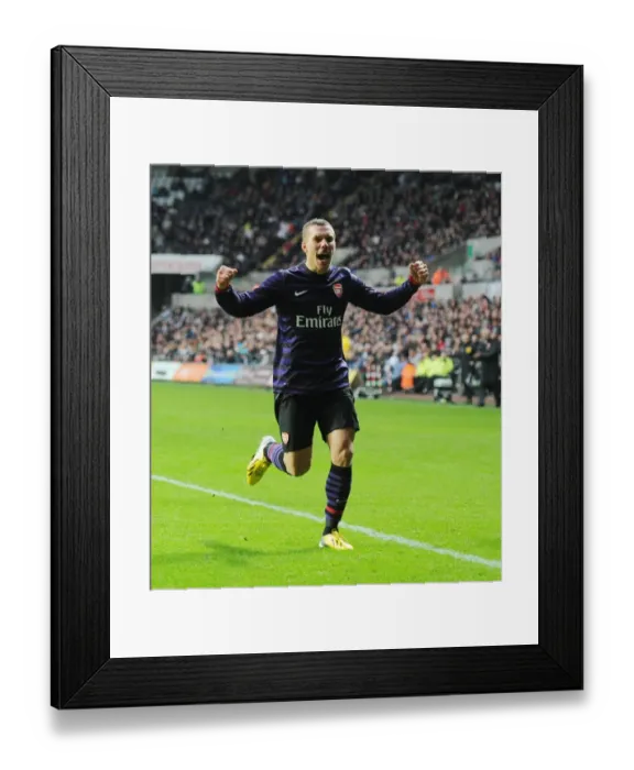 Framed Print : Lukas Podolski Scores First for Arsenal in Swansea FA Cup Upset