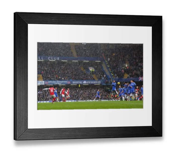 Framed Print : Santi Cazorla Takes Free Kick: Chelsea vs. Arsenal, Premier League 2012-13