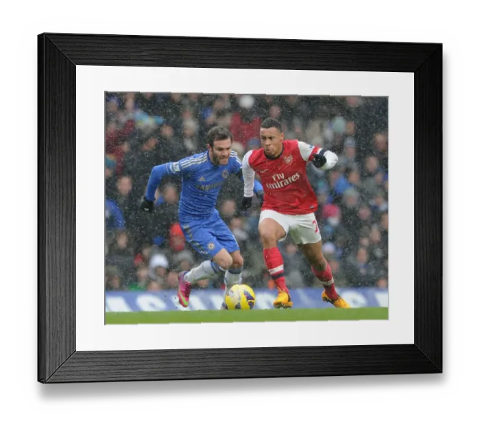 Framed Print : Clash of Midfield Maestros: Coquelin vs Mata - Chelsea vs Arsenal, Premier League 2012-13