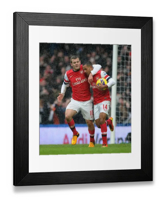Framed Print : Theo Walcott Scores, Jack Wilshere Celebrates: Chelsea vs. Arsenal, Premier League 2012-13