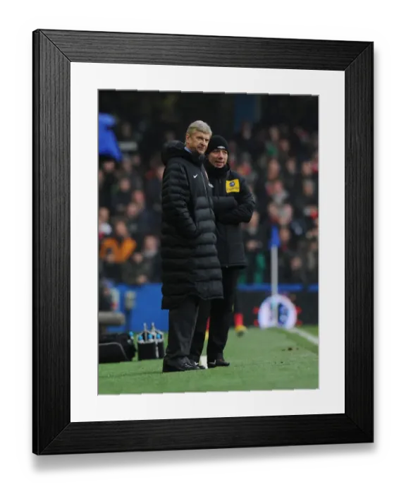Framed Print : Arsene Wenger and Kevin Friend: Chelsea vs. Arsenal, Premier League 2012-13