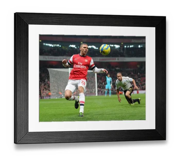 Framed Print : Kieran Gibbs (Arsenal) Ashley Richards (Swansea). Arsenal 1: 0 Swansea City. FA Cup 3rd Round replay