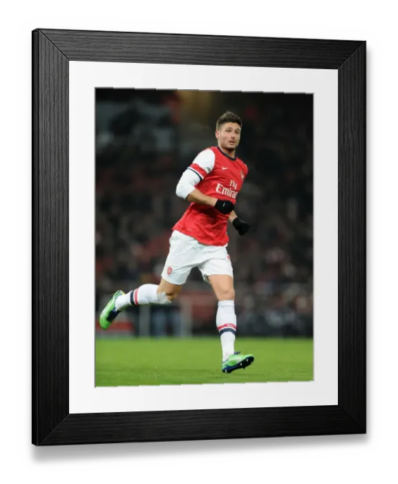 Framed Print : Olivier Giroud in Action for Arsenal against Swansea City - FA Cup Third Round Replay, 2013