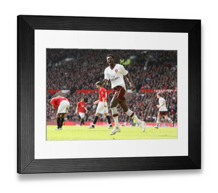 Framed Print : Adebayor's Thrilling Goal: Arsenal's Comeback at Old Trafford (2:1)