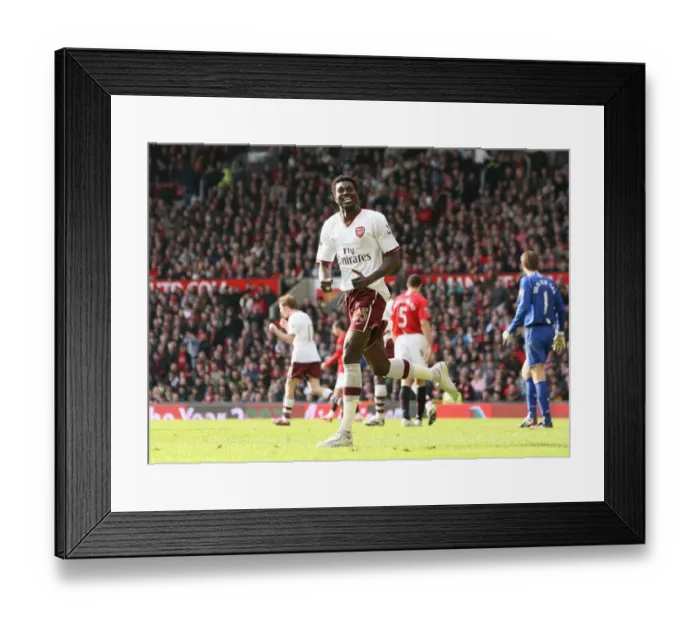 Framed Print : Emmanuel Adebayor celebrates scoring the Arsenal goal Framed Print : Emmanuel Adebayor celebrates scoring the Arsenal goal
