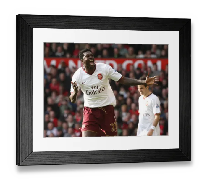 Framed Print : Adebayor's Thriller: Arsenal's Comeback Goal at Old Trafford (2:1), 2008 Framed Print : Adebayor's Thriller: Arsenal's Comeback Goal at Old Trafford (2:1), 2008