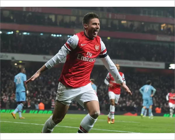 Arsenal's Olivier Giroud Scores Fifth Goal in Thrilling Arsenal v West Ham United Premier League Match, 2013