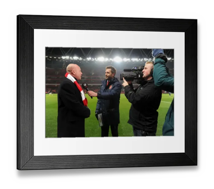 Framed Print : Perry Groves Interviewed Before Arsenal vs. West Ham United, Premier League 2012-13 Framed Print : Perry Groves Interviewed Before Arsenal vs. West Ham United, Premier League 2012-13