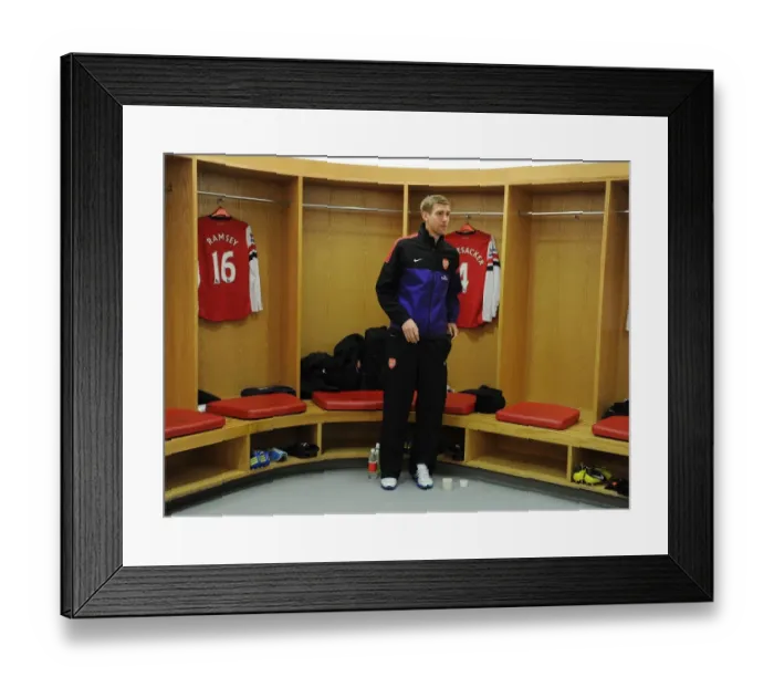 Framed Print : Arsenal's Per Mertesacker Before Arsenal vs West Ham United, Premier League 2012-13