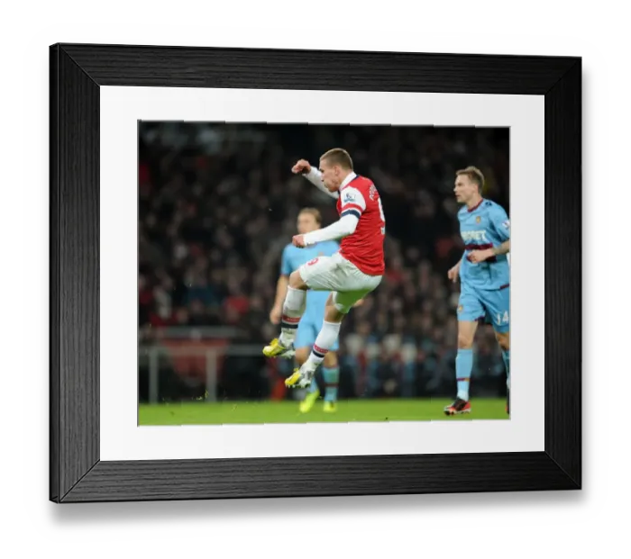 Framed Print : Lukas Podolski Scores First Arsenal Goal: Arsenal vs West Ham United, Premier League 2012-13 Framed Print : Lukas Podolski Scores First Arsenal Goal: Arsenal vs West Ham United, Premier League 2012-13