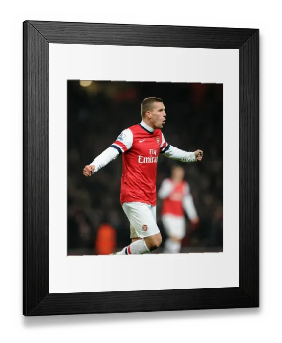 Framed Print : Lukas Podolski Scores First Arsenal Goal: Arsenal vs West Ham United, Premier League 2012-13 Framed Print : Lukas Podolski Scores First Arsenal Goal: Arsenal vs West Ham United, Premier League 2012-13