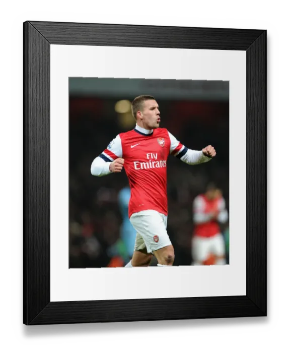 Framed Print : Lukas Podolski Scores First Arsenal Goal: Arsenal 1-0 West Ham United, Premier League 2012-13