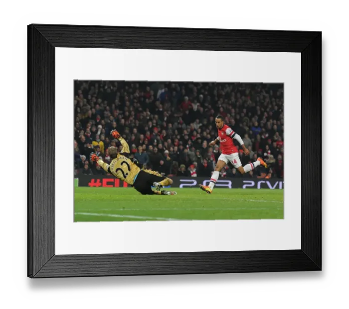 Framed Print : Theo Walcott Scores Past Jussi Jaskelainen: Arsenal's Fourth Goal vs. West Ham United (2013) Framed Print : Theo Walcott Scores Past Jussi Jaskelainen: Arsenal's Fourth Goal vs. West Ham United (2013)