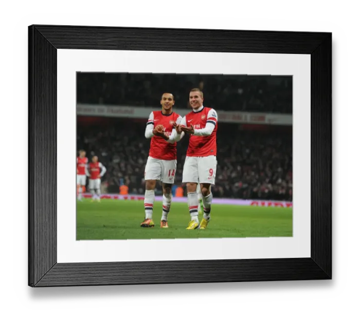 Framed Print : The Exuberant Goal Celebration: Walcott and Podolski's Unforgettable Moment at Arsenal vs. West Ham United (2012-13) Framed Print : The Exuberant Goal Celebration: Walcott and Podolski's Unforgettable Moment at Arsenal vs. West Ham United (2012-13)