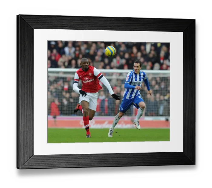 Framed Print : Abou Diaby Outmaneuvers David Lopez: FA Cup Clash between Arsenal and Brighton