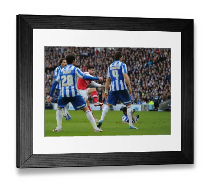 Framed Print : Olivier Giroud Scores First Goal: Arsenal vs. Brighton & Hove Albion, FA Cup 2012-13