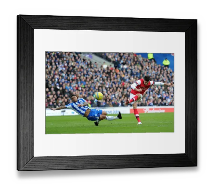 Framed Print : Olivier Giroud Scores First Goal for Arsenal Against Brighton & Hove Albion in FA Cup