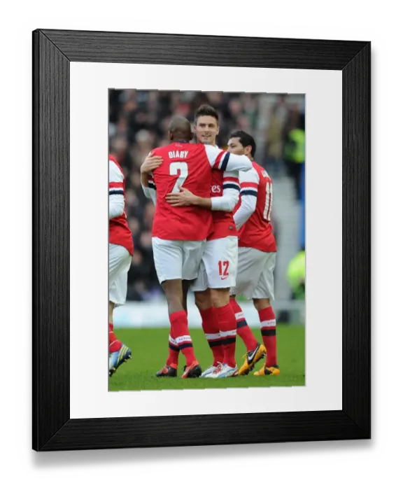 Framed Print : Olivier Giroud celebrates scoring Arsenals 1st goal with Abou Diaby. Brighton & Hove Albion 2