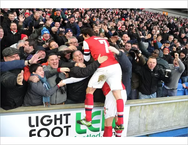 Olivier Giroud and Tomas Rosicky Celebrate with Fans: Arsenal's FA Cup Victory over Brighton & Hove Albion (2013)
