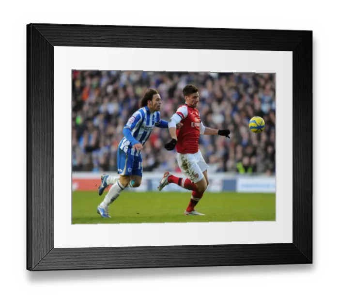 Framed Print : Giroud vs. Calderon: Intense Battle in FA Cup Match between Brighton & Arsenal