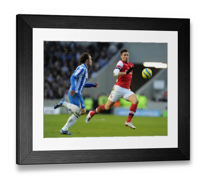Framed Print : Olivier Giroud (Arsenal) Inigo Calderon (Brighton). Brighton & Hove Albion 2: 3 Arsenal