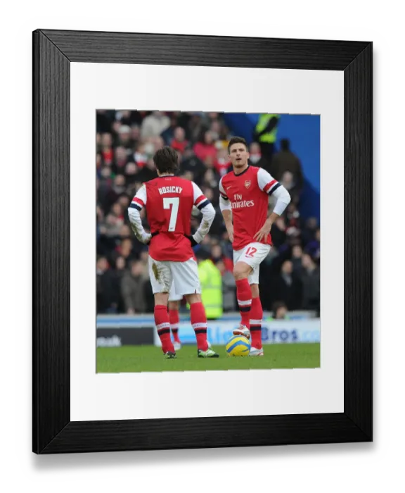 Framed Print : Arsenal's Rosicky and Giroud in FA Cup Action against Brighton & Hove Albion