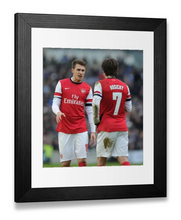 Framed Print : Arsenal's Ramsey and Rosicky in FA Cup Action against Brighton & Hove Albion
