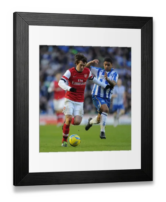 Framed Print : Tomas Rosicky Outmaneuvers Liam Bridcutt in FA Cup Clash between Brighton & Arsenal
