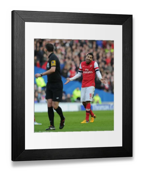 Framed Print : Andre Santos and Referee Michael Oliver in FA Cup Clash between Brighton & Hove Albion and Arsenal