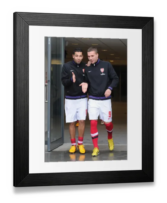 Framed Print : Arsenal Players Andre Santos and Aaron Ramsey Before FA Cup Match vs. Brighton & Hove Albion, 2013