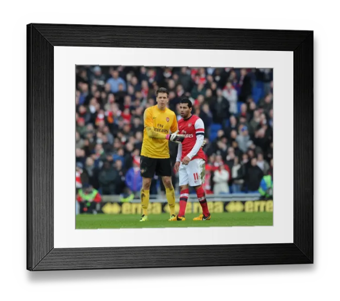 Framed Print : Wojciech Szczesny and Andre Santos (Arsenal). Brighton & Hove Albion 2: 3 Arsenal