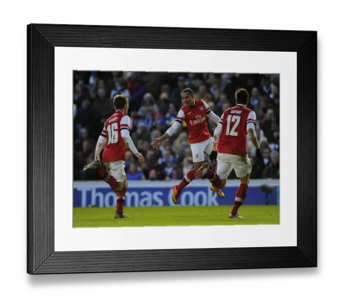 Framed Print : Theo Walcott, Aaron Ramsey, and Olivier Giroud Celebrate Goals in Arsenal's FA Cup Victory over Brighton & Hove Albion
