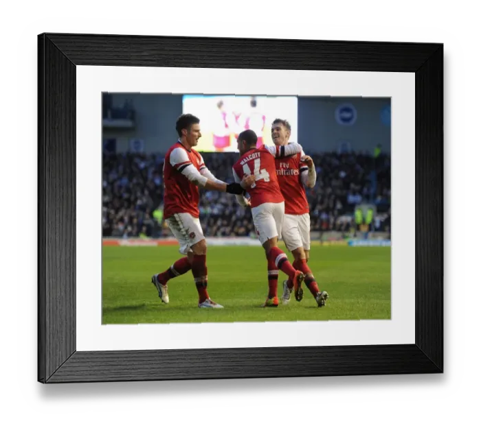 Framed Print : Arsenal's Triumph: Walcott, Giroud, and Ramsey's Goal Celebrations vs. Brighton (FA Cup 2012-13) Framed Print : Arsenal's Triumph: Walcott, Giroud, and Ramsey's Goal Celebrations vs. Brighton (FA Cup 2012-13)
