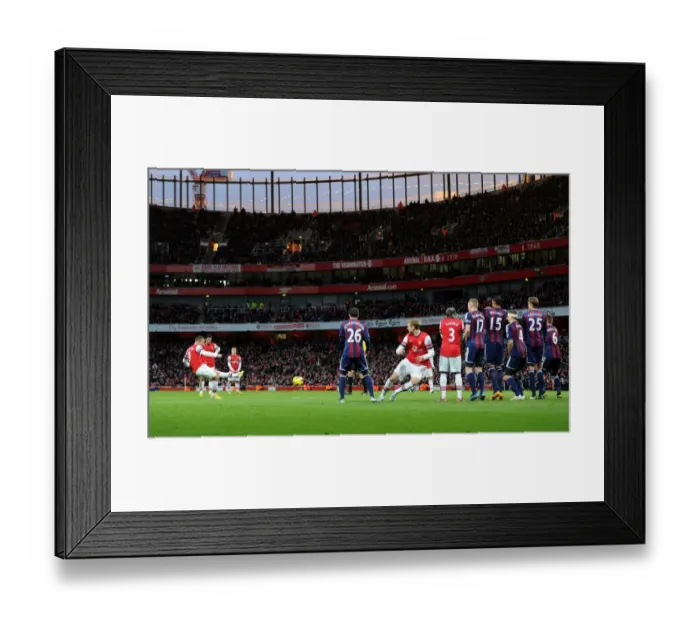 Framed Print : Lukas Podolski Scores Free-Kick Goal: Arsenal vs Stoke City, Premier League 2012-13