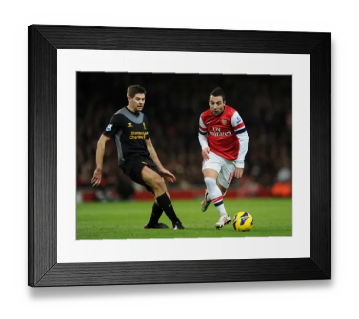 Framed Print : Santi Cazorla (Arsenal) Steven Gerrard (Liverpool). Arsenal 2: 2 Liverpool. Barclays Premier League Framed Print : Santi Cazorla (Arsenal) Steven Gerrard (Liverpool). Arsenal 2: 2 Liverpool. Barclays Premier League