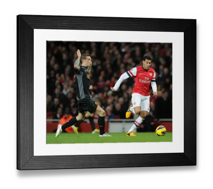 Framed Print : Andre Santos Outmaneuvers Jordan Henderson in Arsenal vs. Liverpool Clash Framed Print : Andre Santos Outmaneuvers Jordan Henderson in Arsenal vs. Liverpool Clash