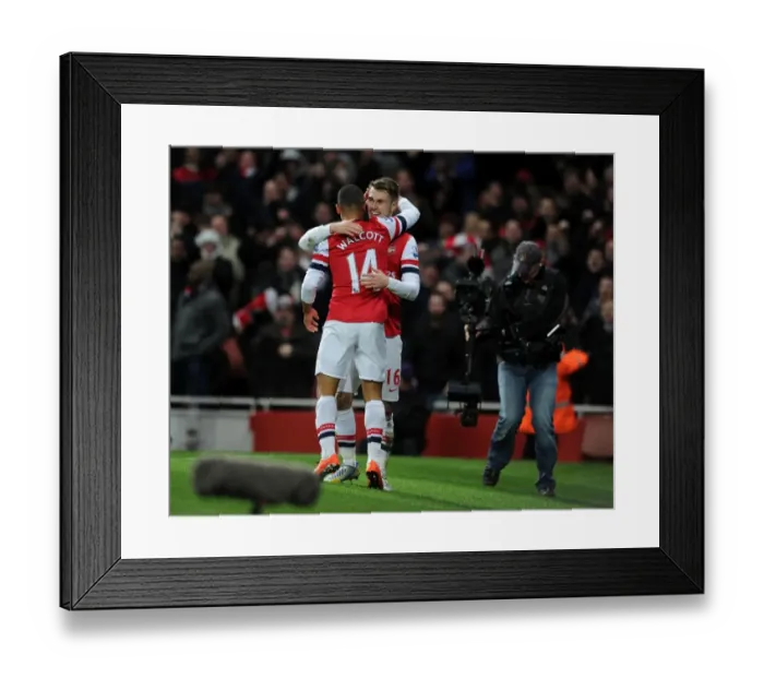 Framed Print : Arsenal's Walcott and Ramsey: Celebrating a Goal Against Liverpool (2012-13)