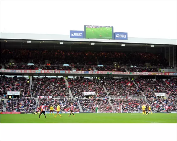 Away fans in upper teir. Sunderland 0: 1 Arsenal. Barclays Premier League. Stadium of Light