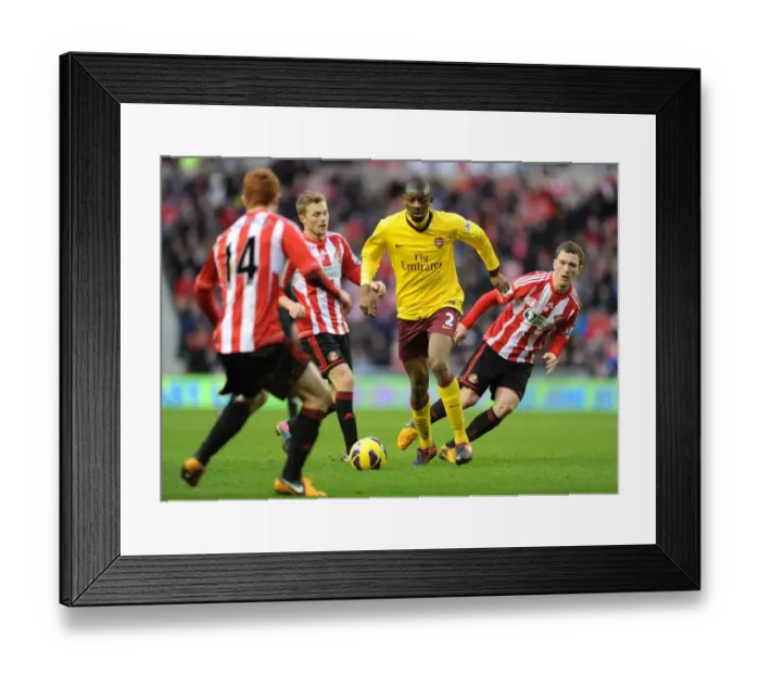Framed Print : Abou Diaby Battles Past Sunderland's Larsson, Gardner, and Colback Framed Print : Abou Diaby Battles Past Sunderland's Larsson, Gardner, and Colback