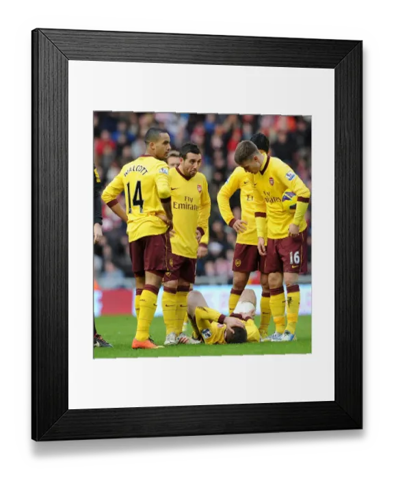 Framed Print : Arsenal's Jack Wilshere Injured: Theo Walcott, Santi Cazorla, and Aaron Ramsey React