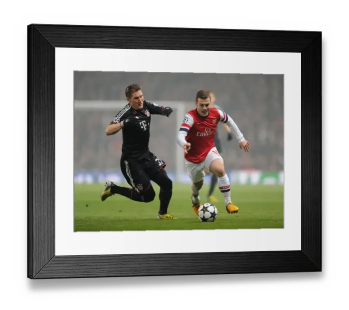 Framed Print : Clash of Midfield Maestros: Jack Wilshere vs Bastian Schweinsteiger (Arsenal v Bayern Munich, 2013 Champions League)