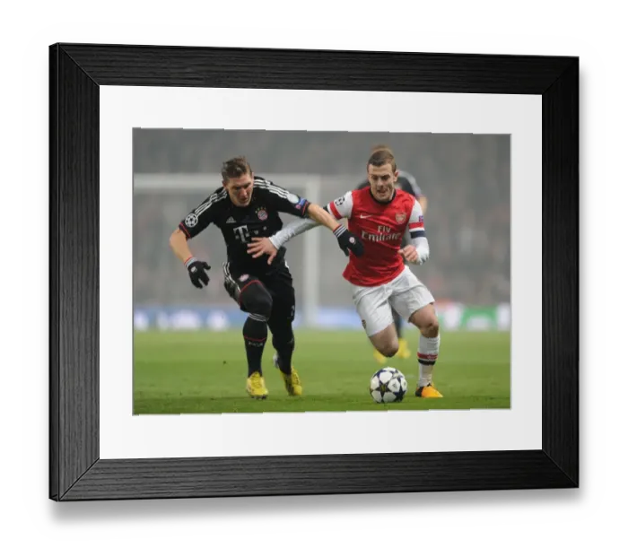 Framed Print : Clash of Midfield Titans: Wilshere vs. Schweinsteiger (Arsenal vs. Bayern Munich, 2013 Champions League)