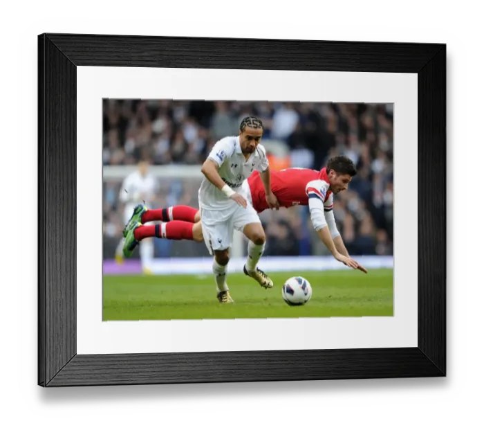 Framed Print : Olivier Giroud (Arsenal) Benoit Assou-Ekotto (Tottenham). Tottenham Hotspur 2: 1 Arsenal